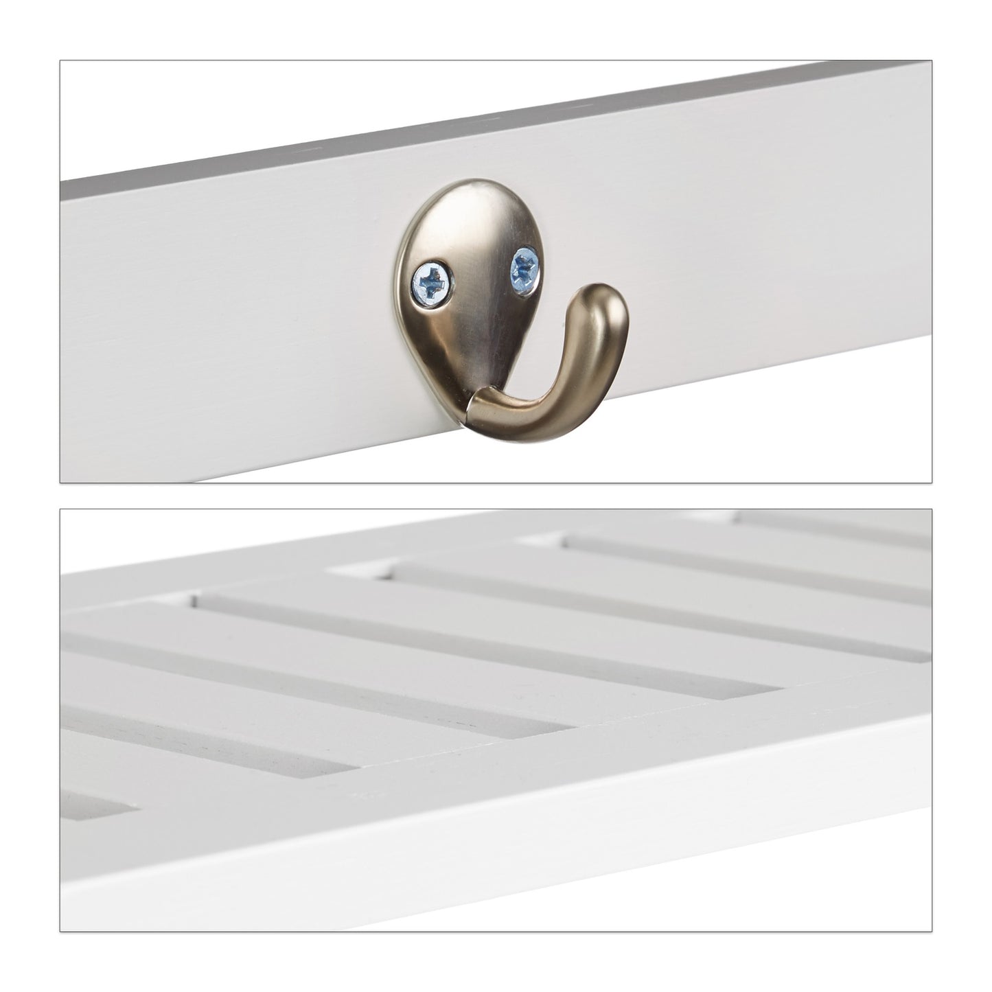 Wall shelf with hanging hooks