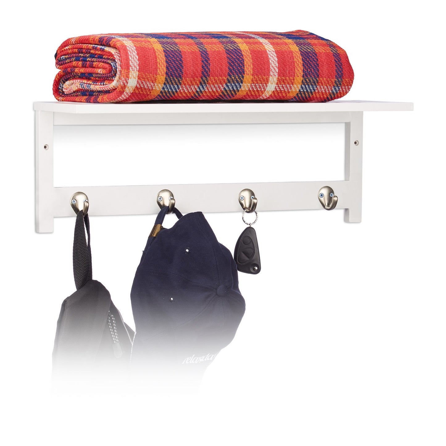 Wall shelf with hanging hooks