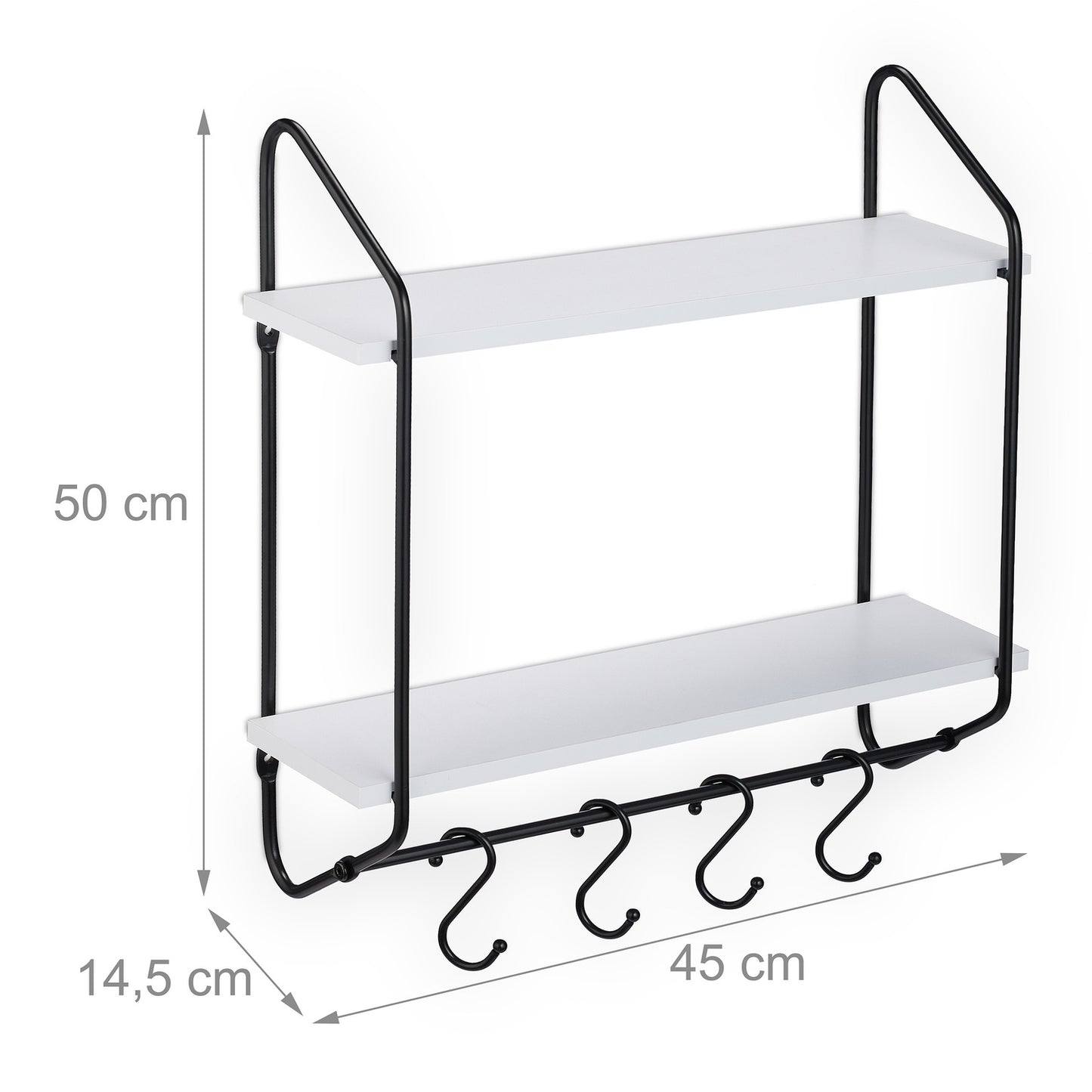 Wall shelf with hook bar