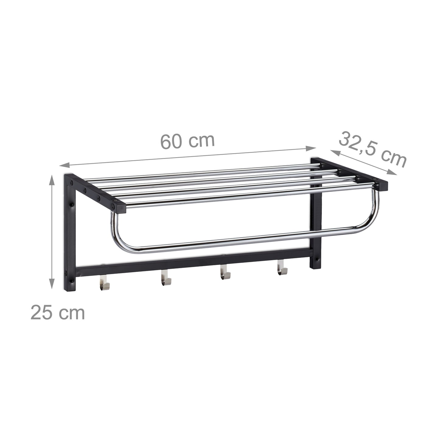 Wall shelf with hook strip