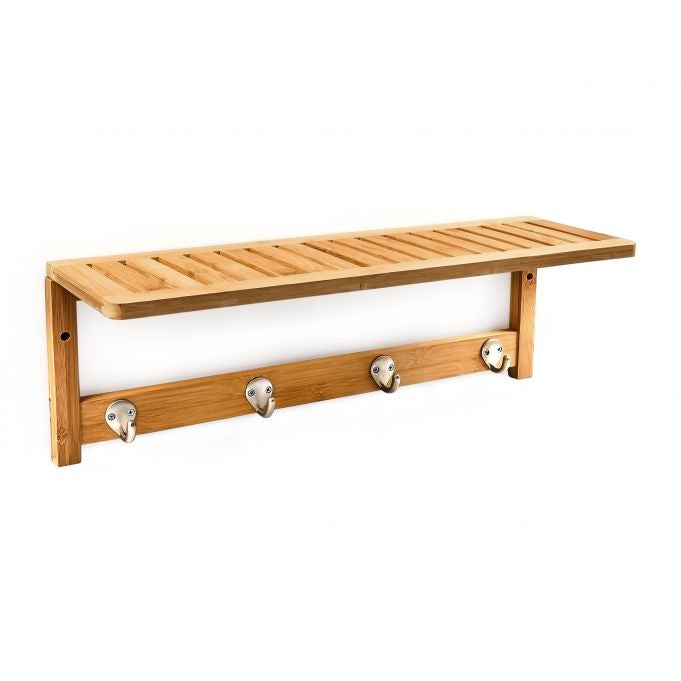 Wall shelf with hook strip