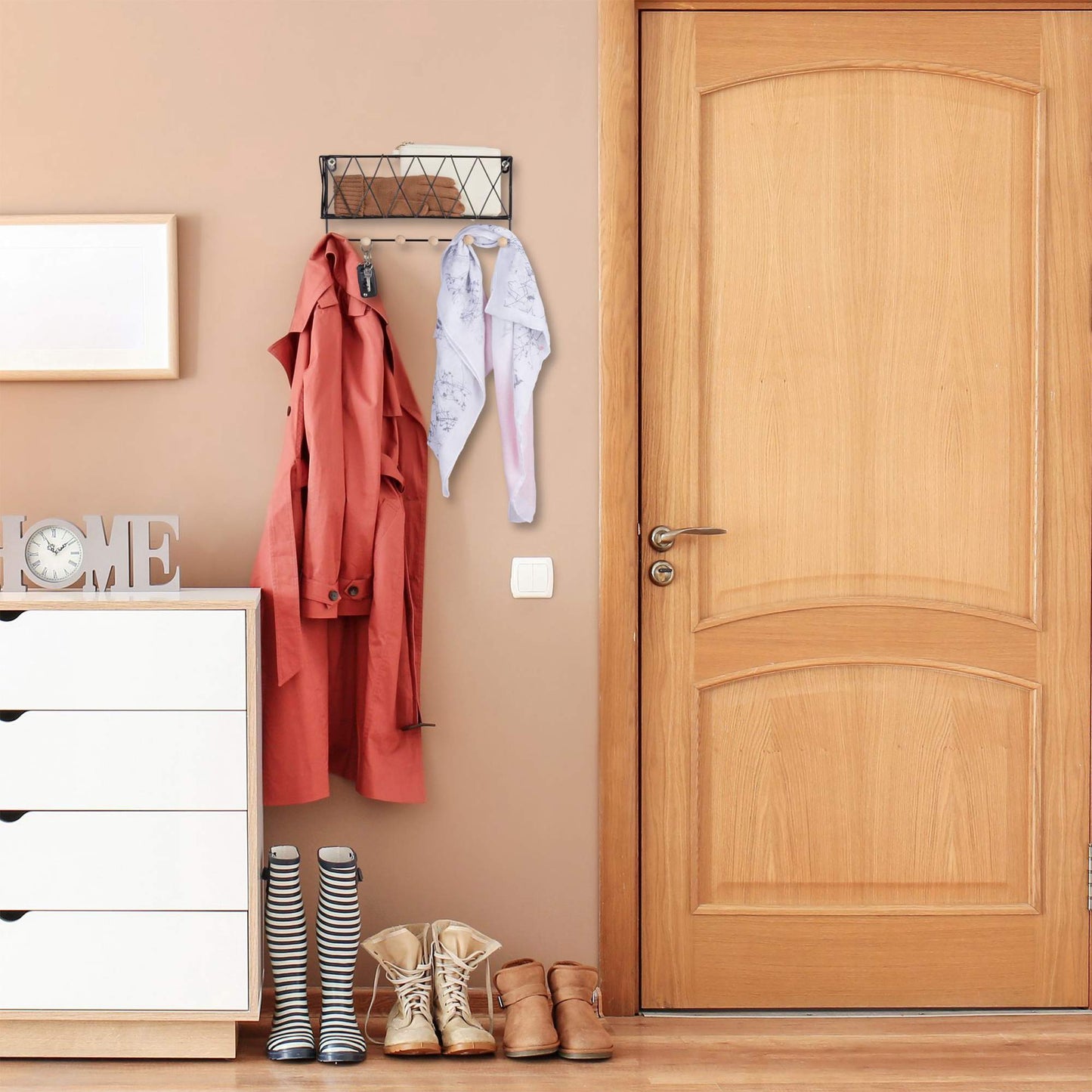 Wall shelf with hook strip