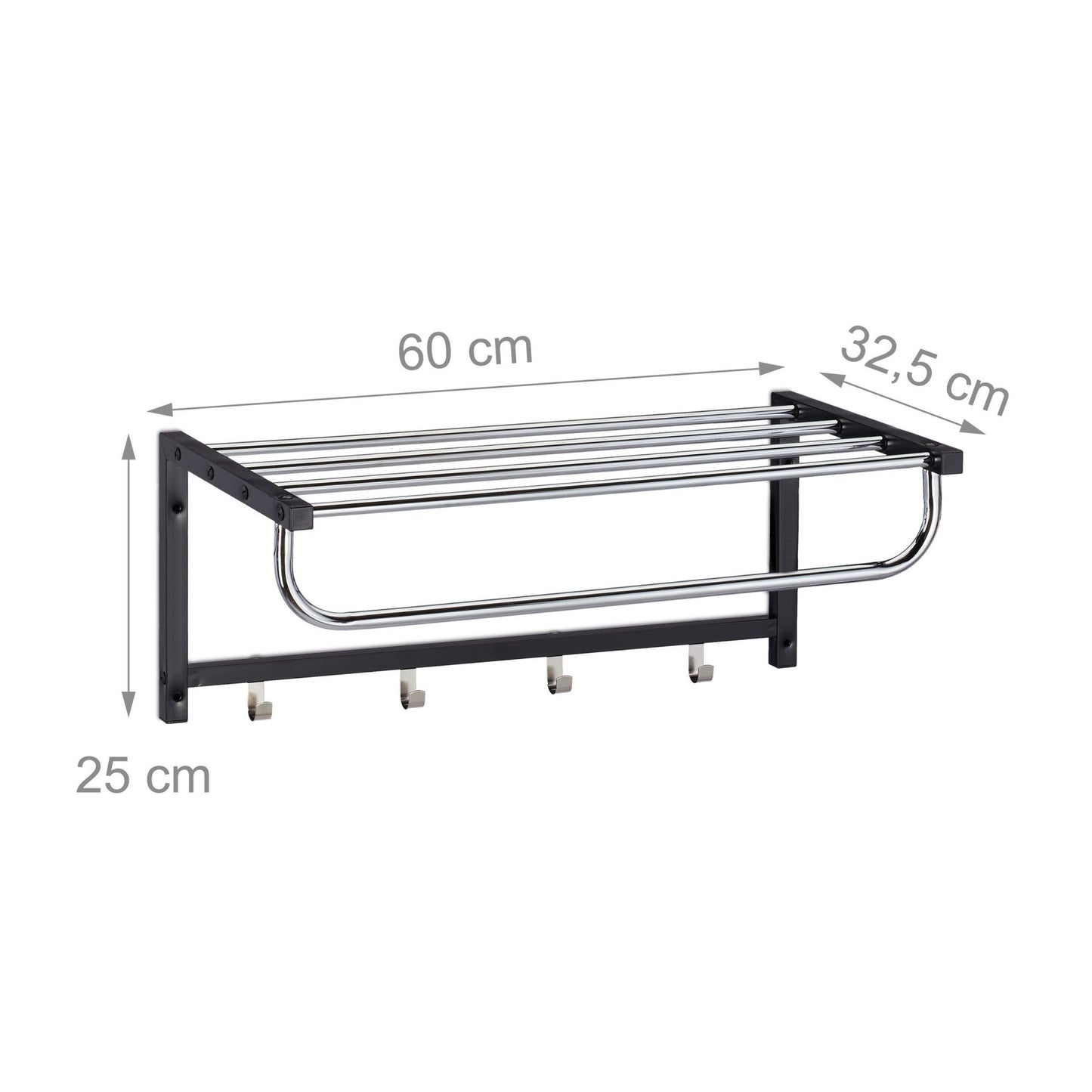Wall shelf with hook strip