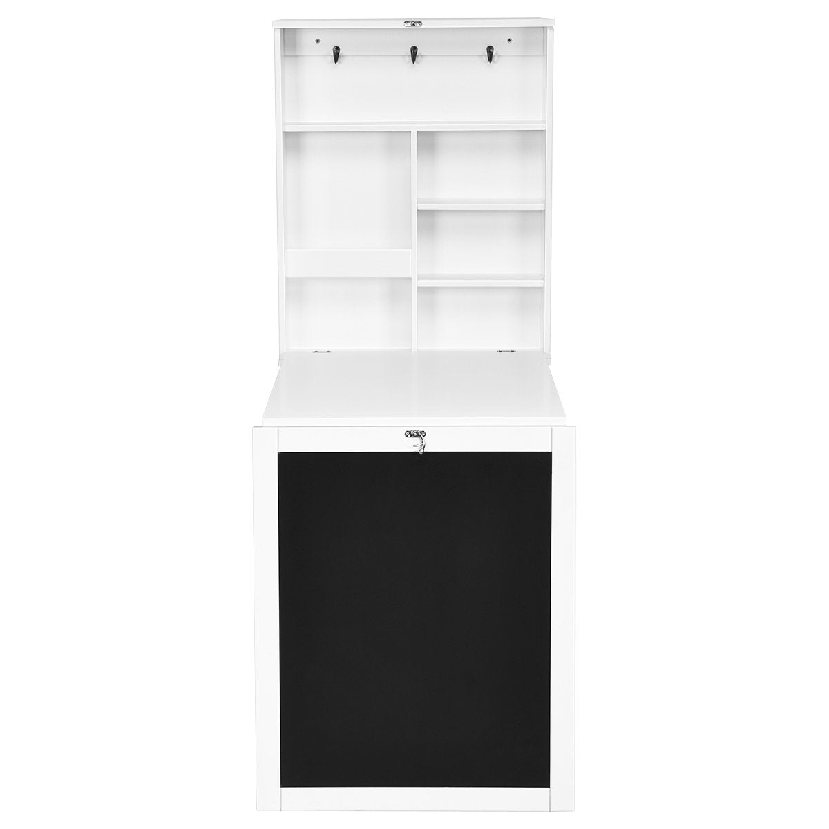 Wall table folding wall folding table convertible desk with board white/black 60 x 15.5 x 75 cm-white