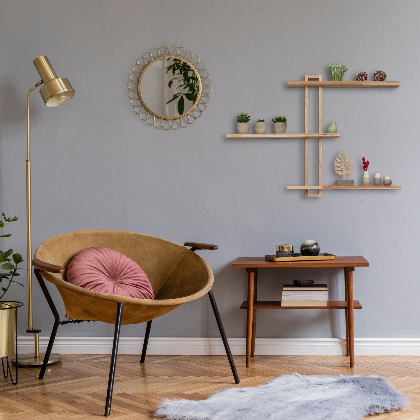 Walnut Floating Shelf with 3 Tiers for Wall Decor