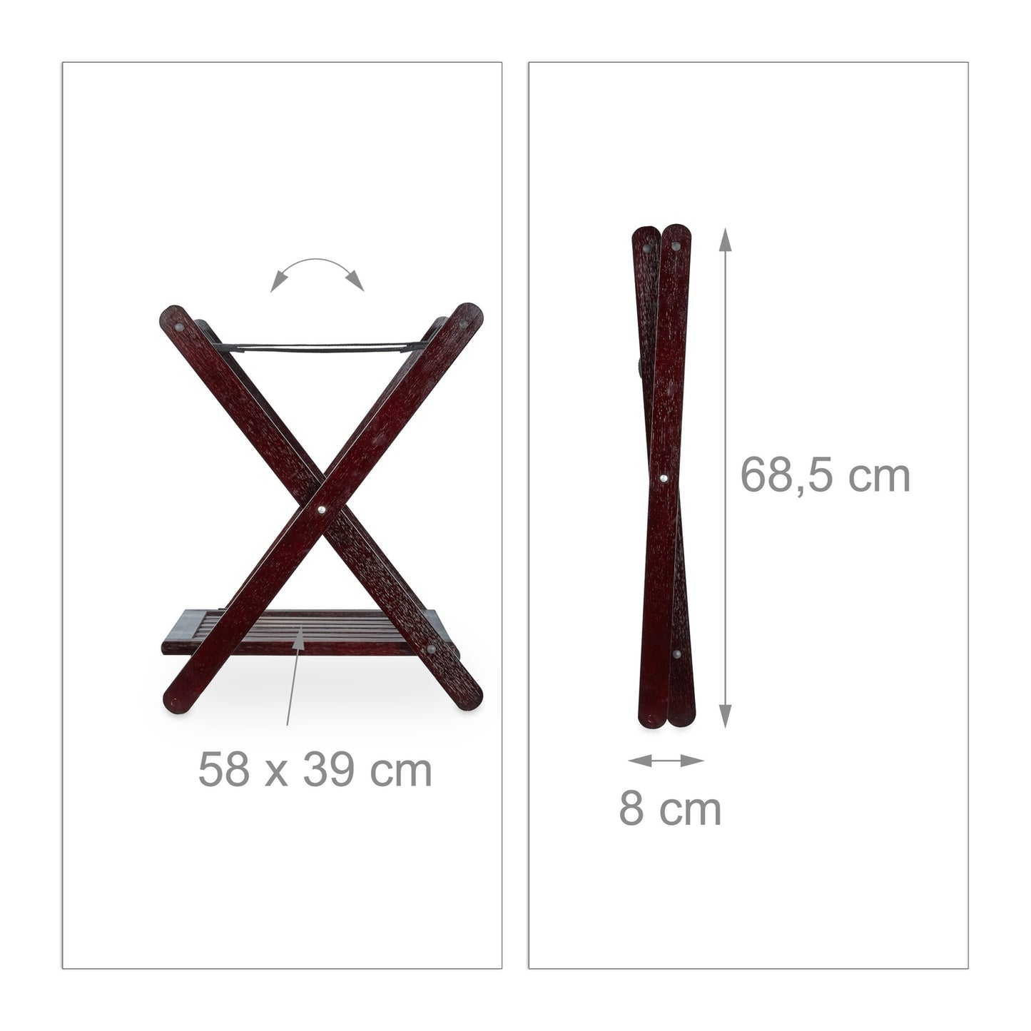 Walnut Folding Luggage Rack; Wooden Travel Accessory Holder Stand Brown