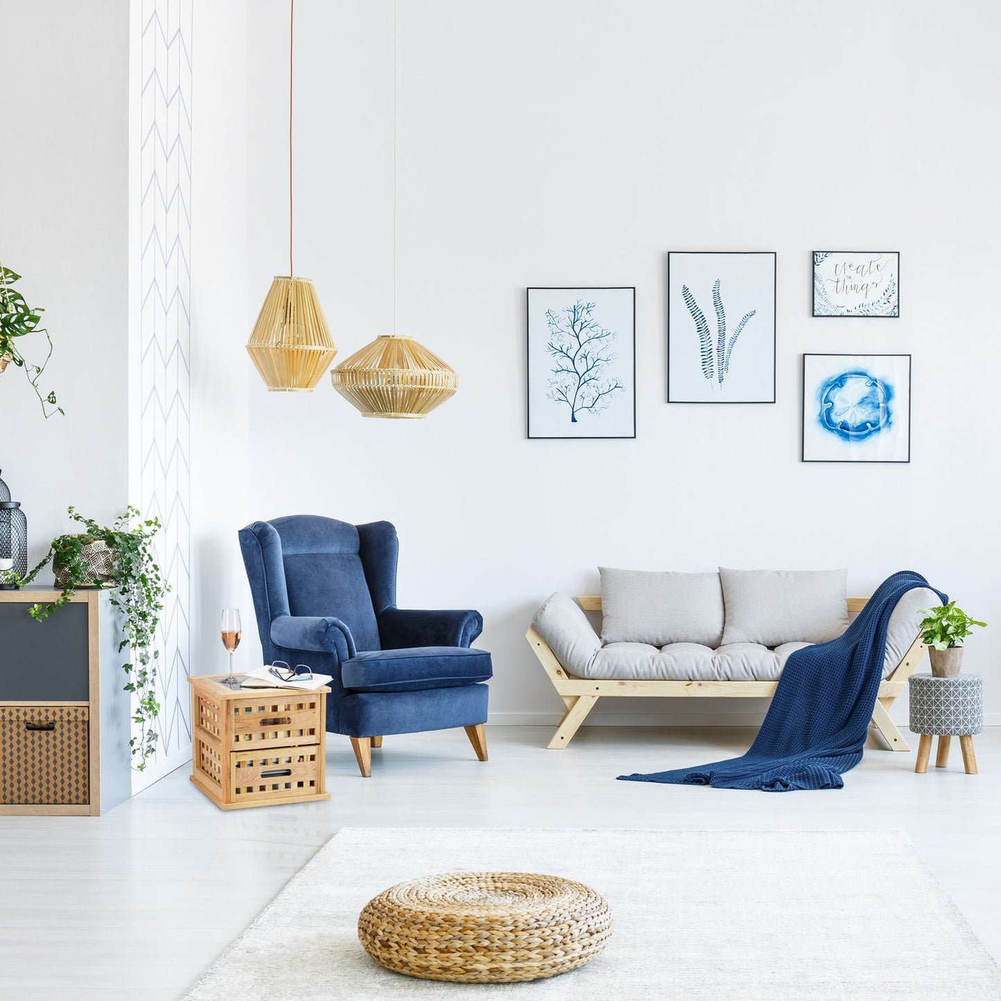 Walnut side table with 2 drawers
