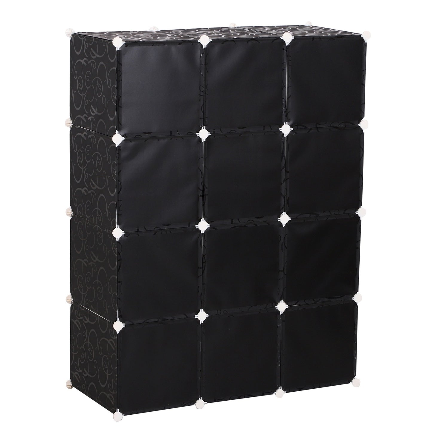 Modular black & white PP wardrobe with clothes rail