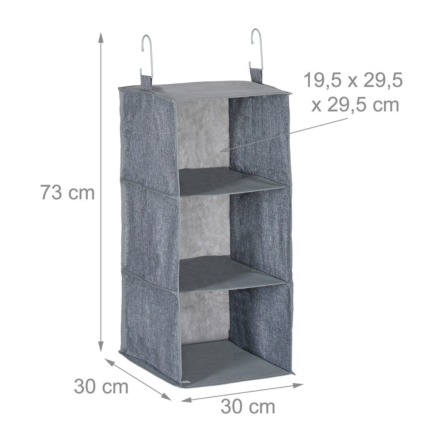 Wardrobe Hanging Organizer, 3 Compartments, Set of 2