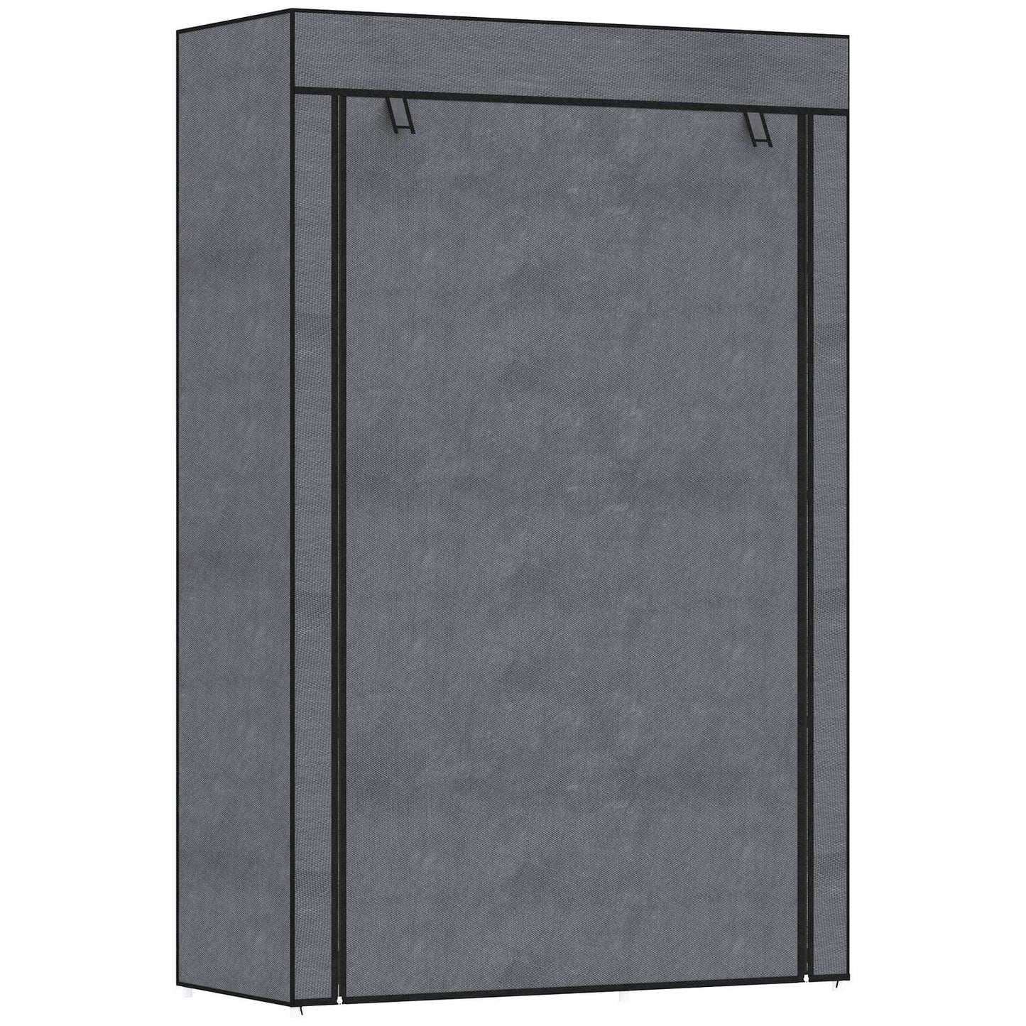 Folding wardrobe with rail & 6 compartments, dark grey