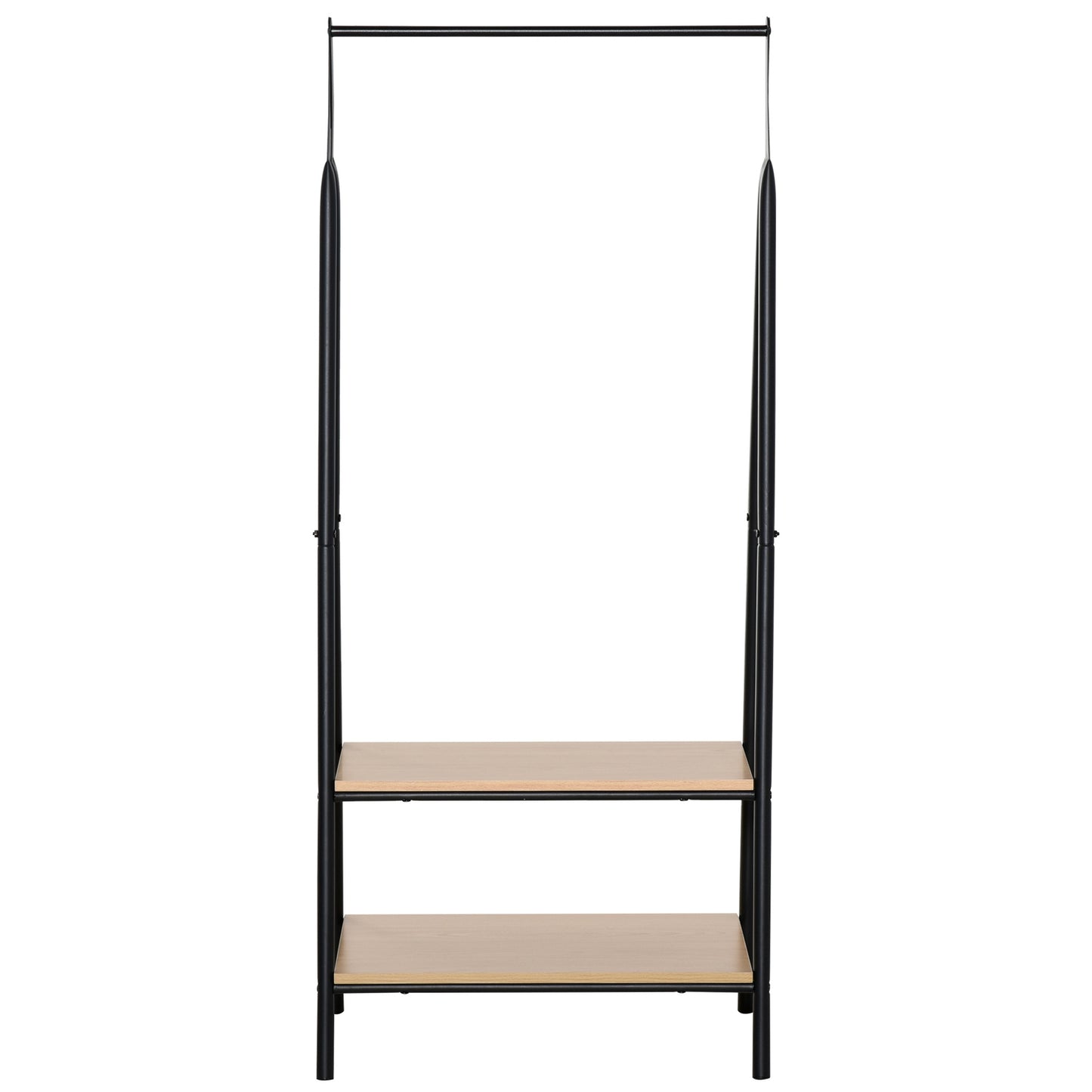 Clothes rack with shoe storage, metal & wood, black/natural