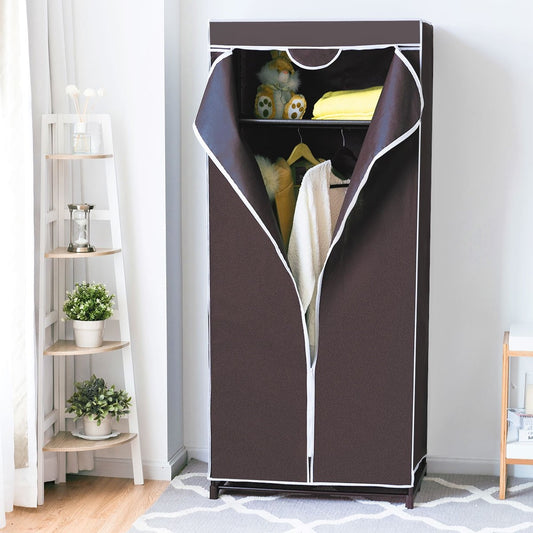Wardrobe textile cupboard wardrobe fabric cupboard with clothes rail 75x50x170cm