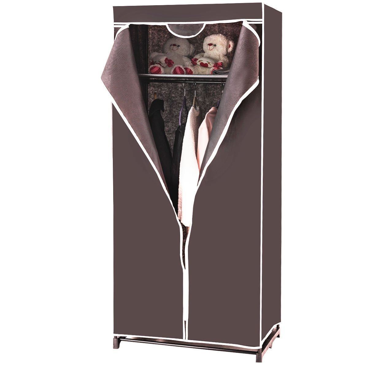 Wardrobe textile cupboard wardrobe fabric cupboard with clothes rail 75x50x170cm