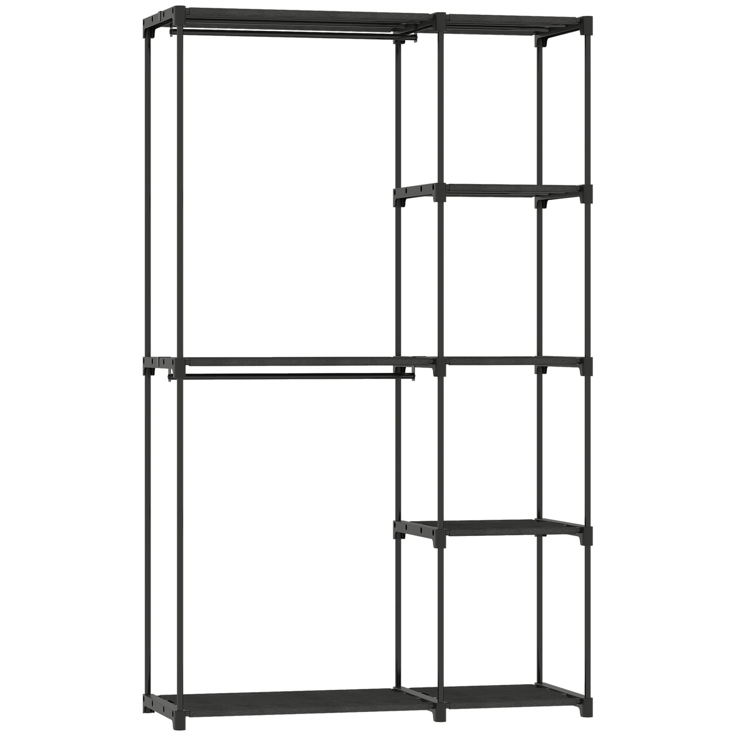 Wardrobe with Hanging Rail and Shelves, 111x43x185 cm, Black