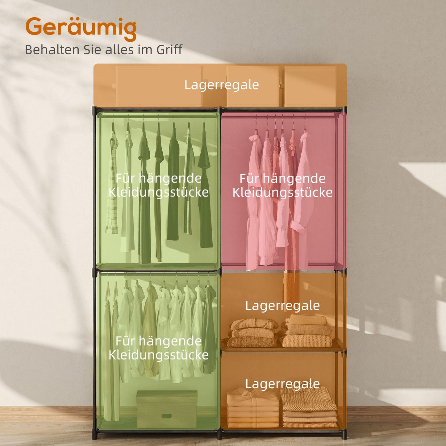 Wardrobe with Hanging Rail and Shelves, 111x43x185 cm, Black