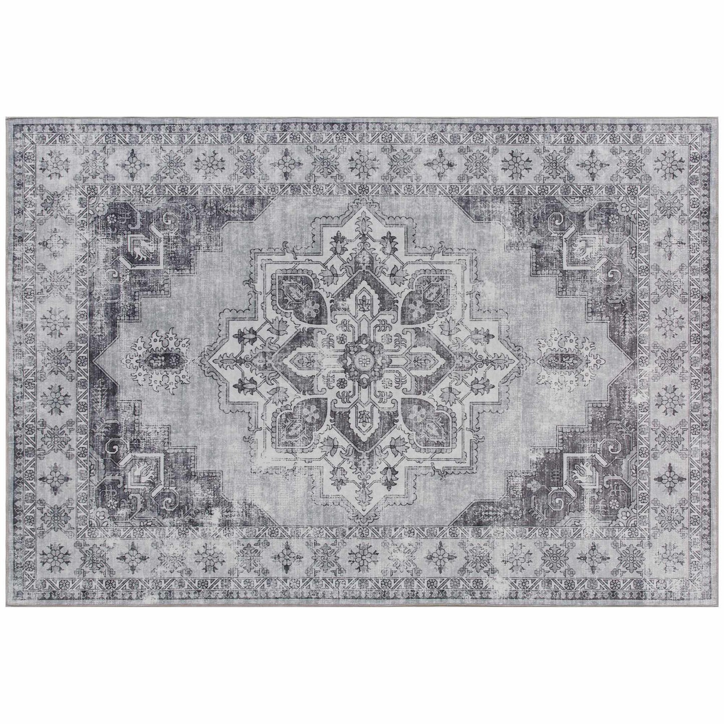 Washable Non-Slip Flannel Rug, 230x160cm, Gray
