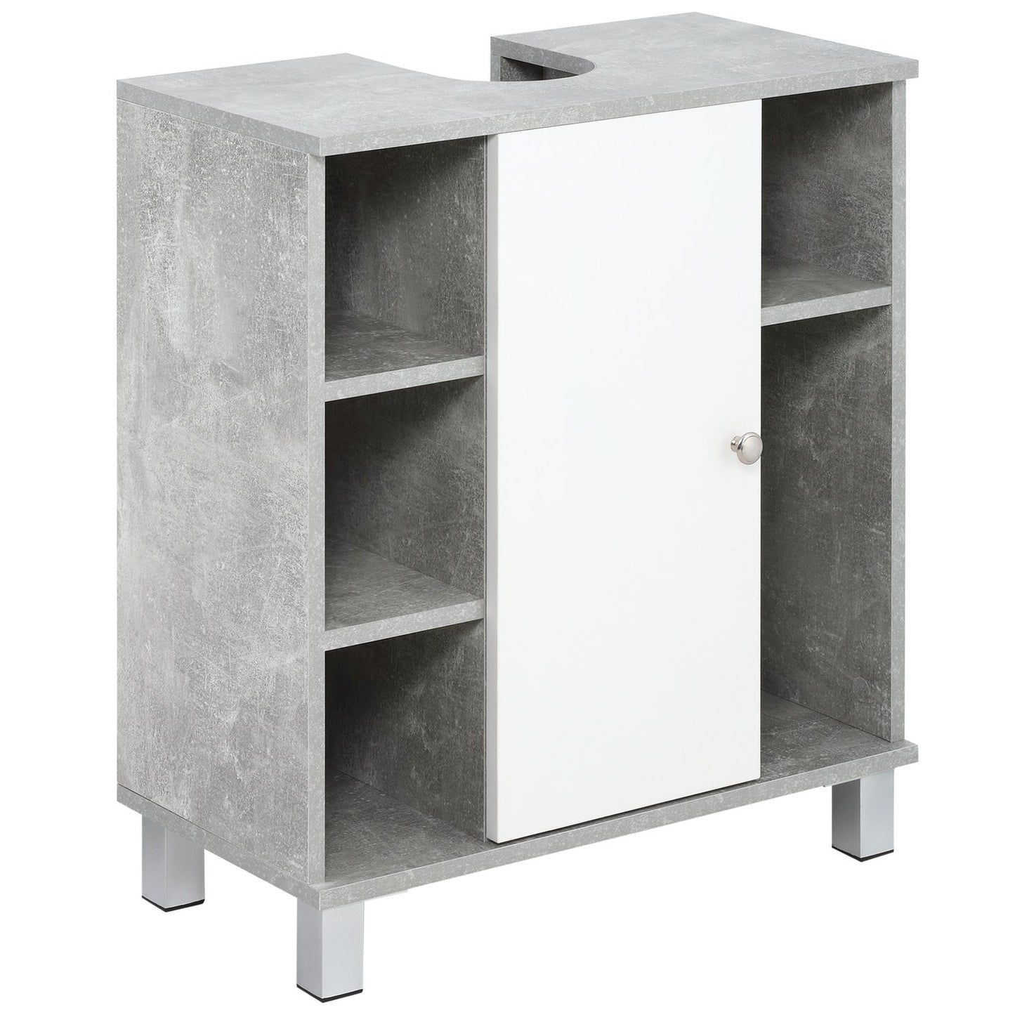 Gray & white bathroom cabinet, adjustable shelves
