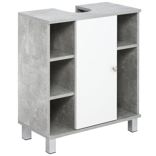 Gray & white bathroom cabinet, adjustable shelves