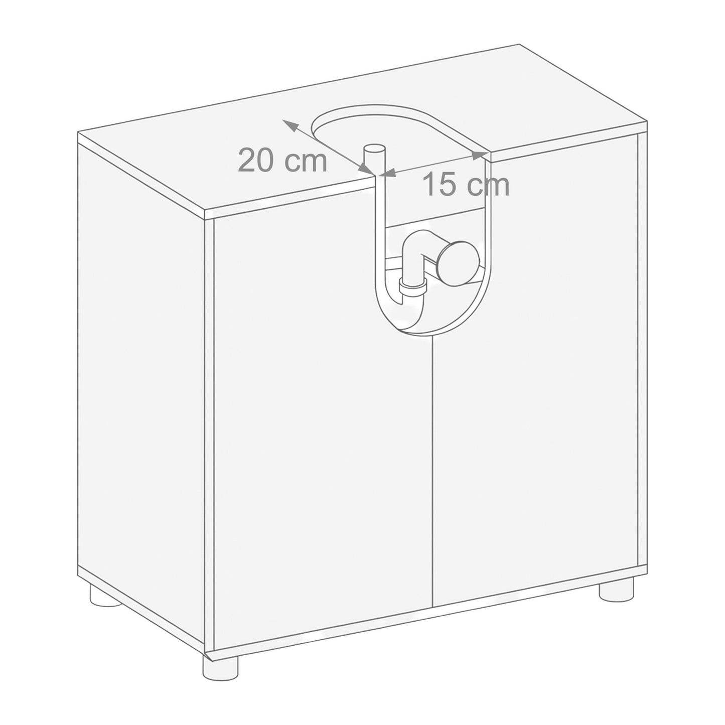 Washbasin Cabinet with Slatted Doors, Under-Sink Storage