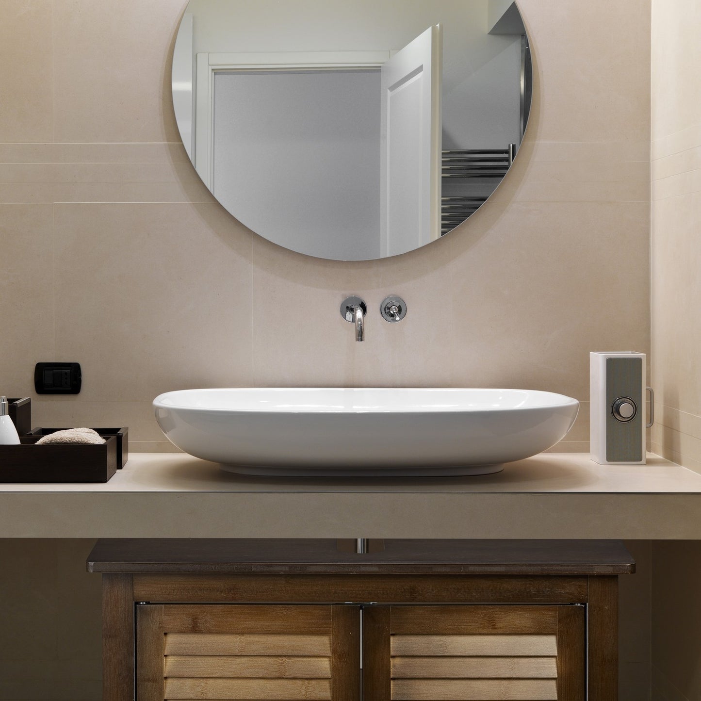 Washbasin cabinet brown LAMELL