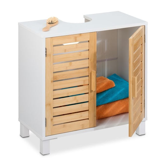 Washbasin cabinet with bamboo doors