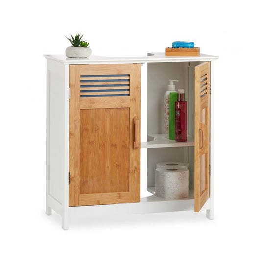Washbasin cabinet with bamboo doors
