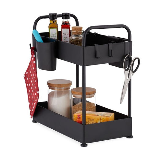 Washbasin shelf with 2 shelves