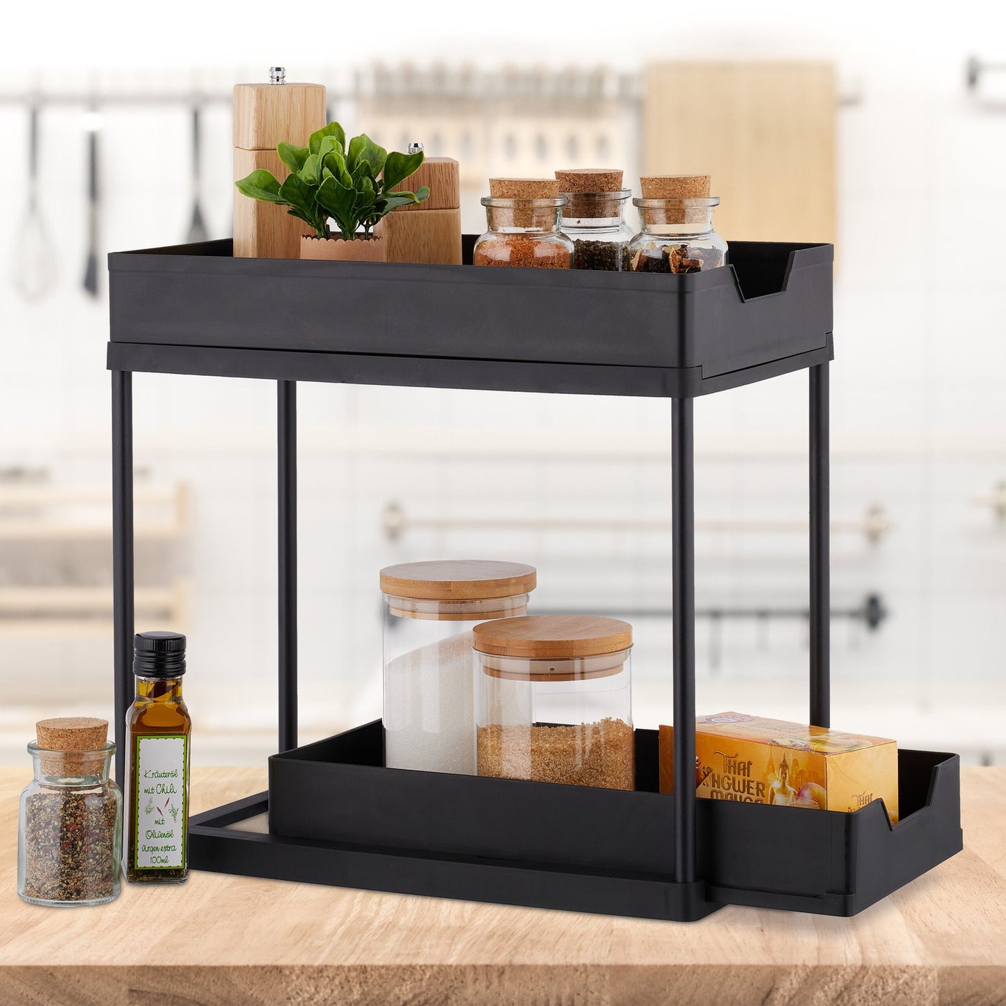 Washbasin shelf with 2 shelves