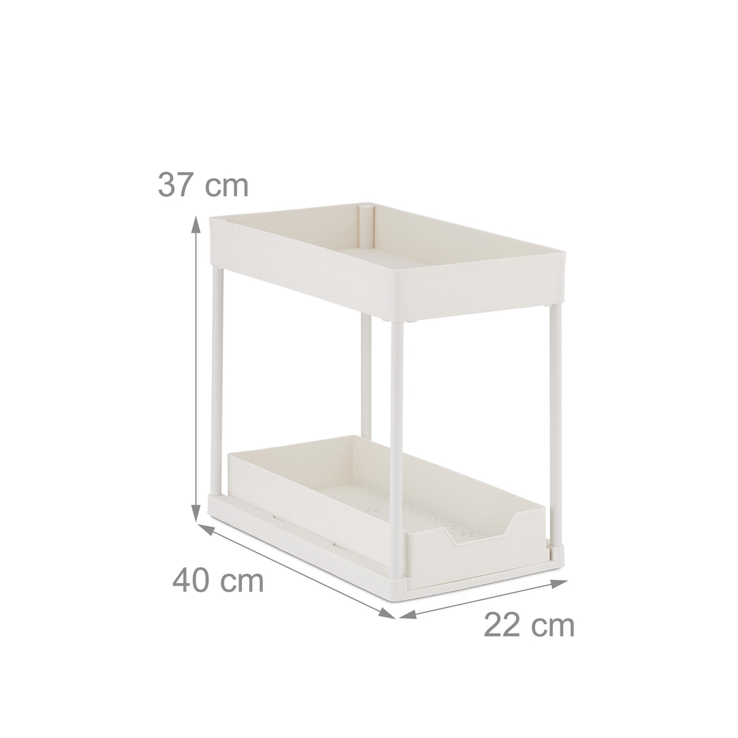 Washbasin shelf with 2 shelves