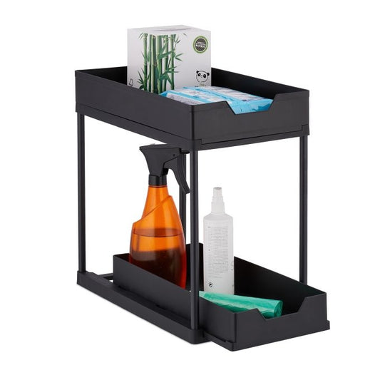 Washbasin shelf with 2 shelves