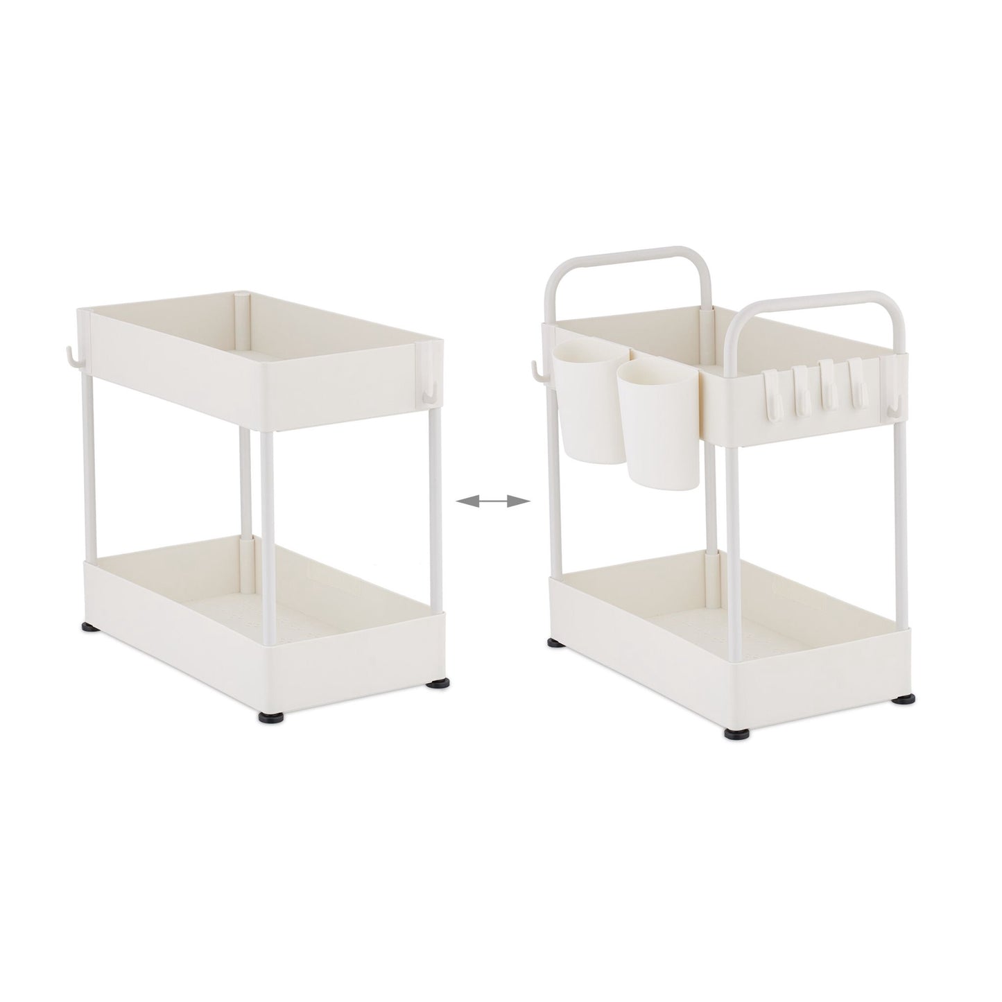Washbasin shelf with 2 shelves