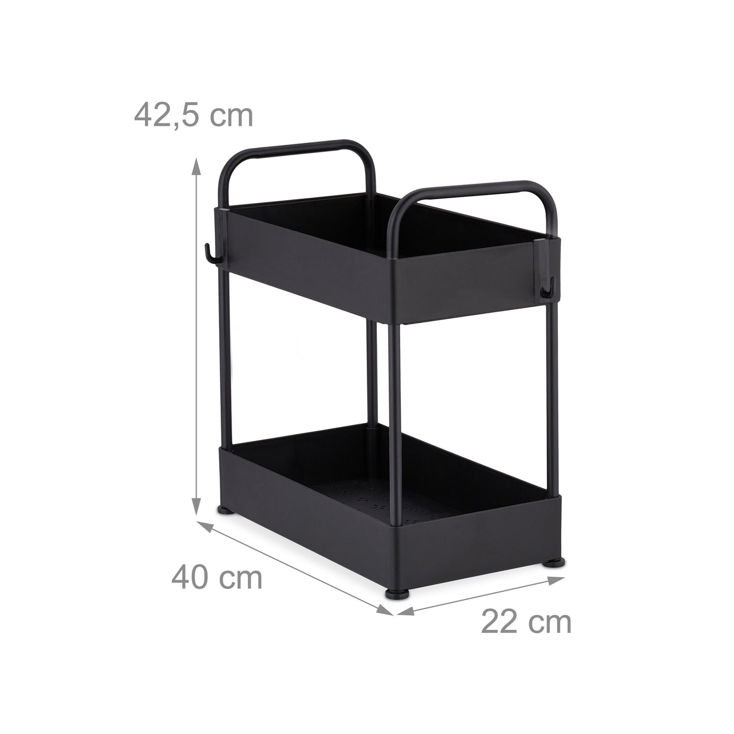 Washbasin shelf with 2 shelves