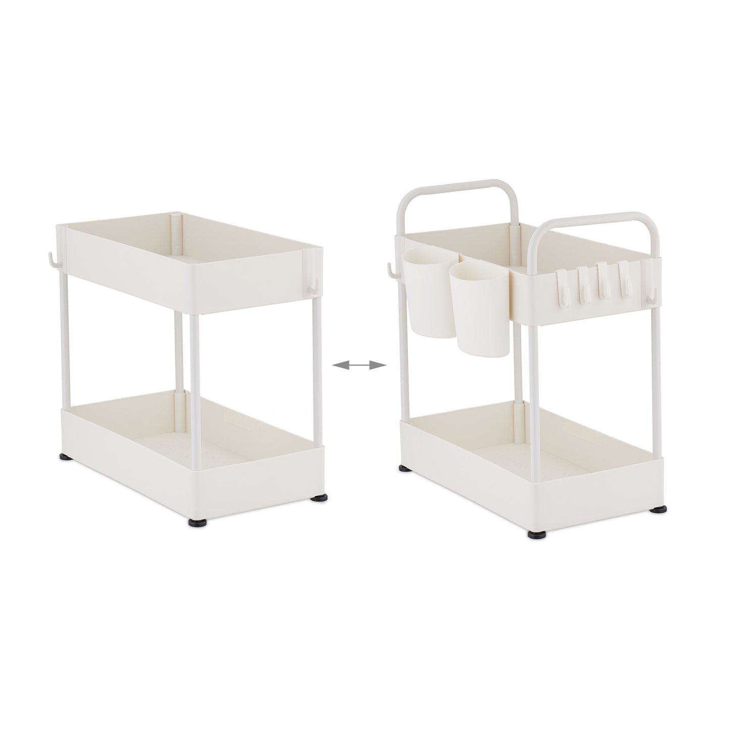 Washbasin shelf with 2 shelves