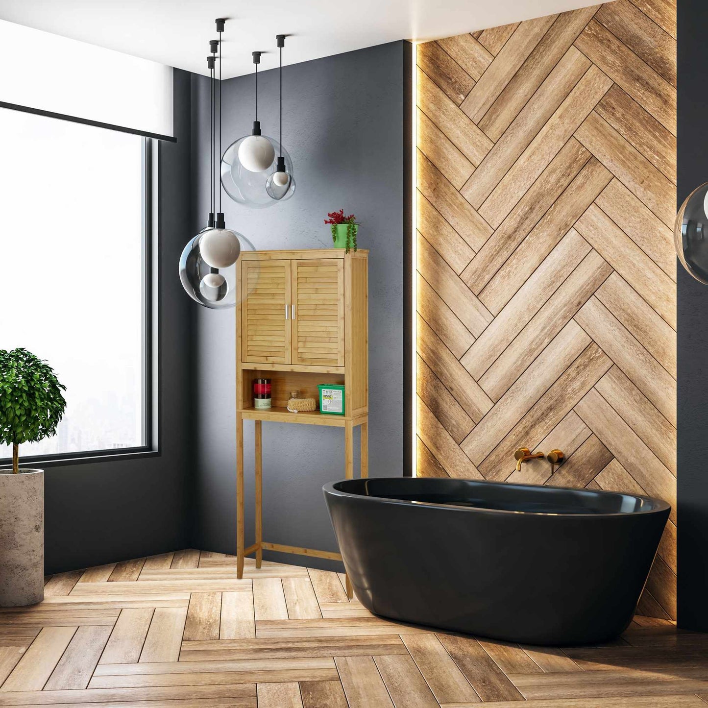 Washing machine cabinet LAMELL bamboo