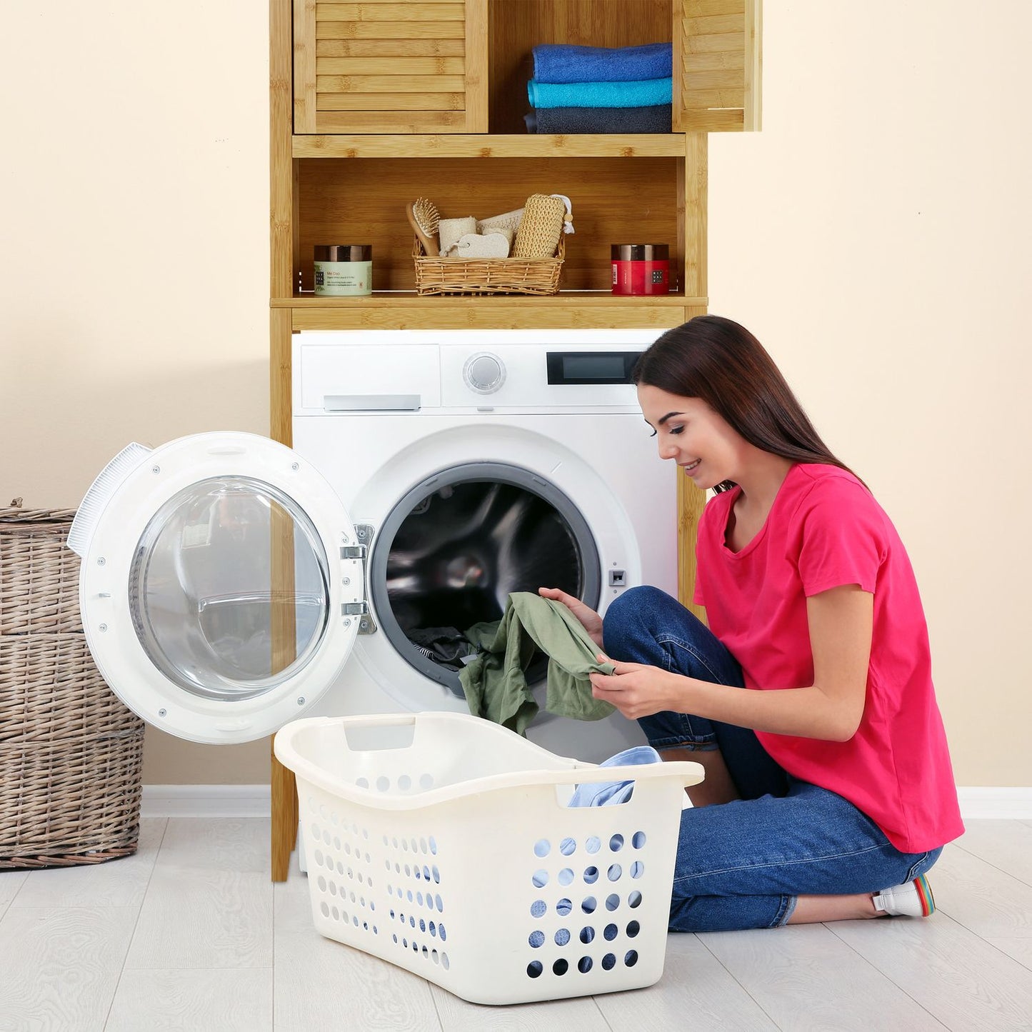 Washing machine cabinet LAMELL bamboo