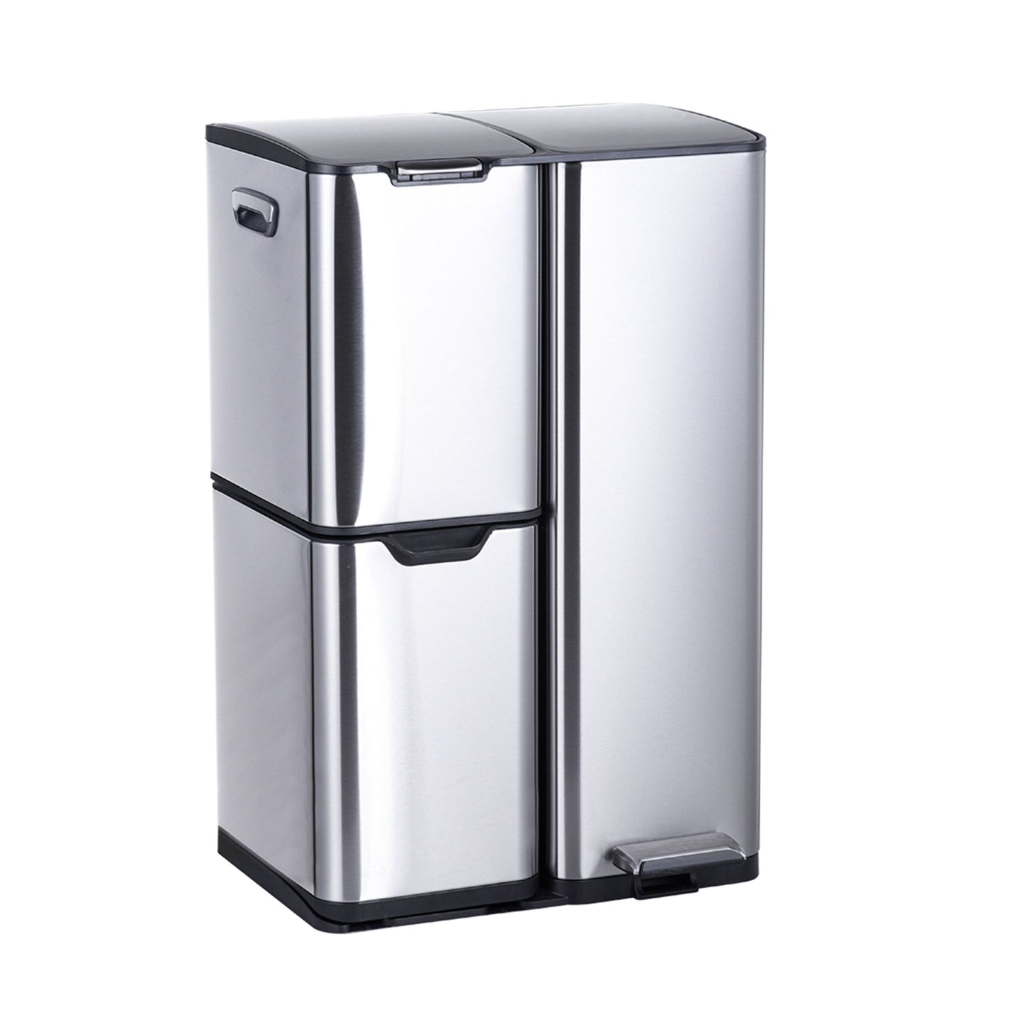 Waste Bin, 3 Compartments, 60L, Stainless Steel