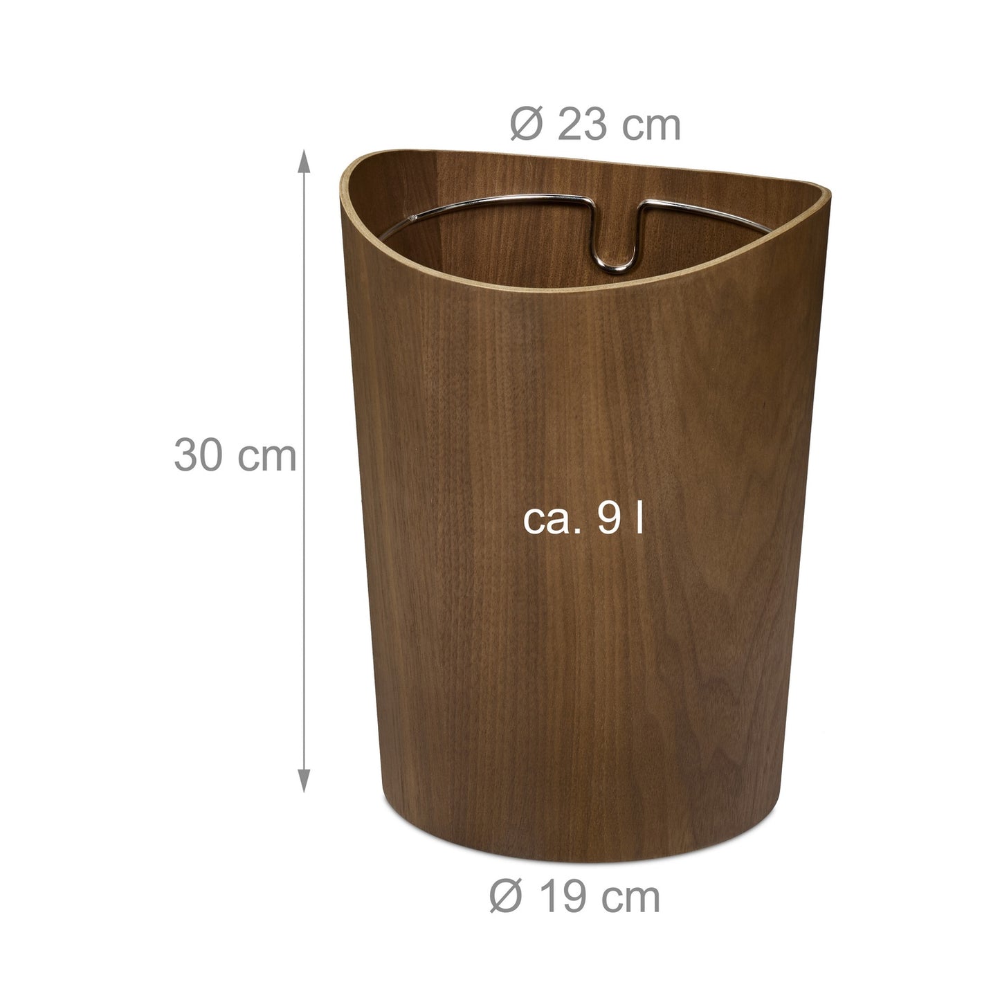 Waste Paper Bin, Wood Effect, 9L Capacity
