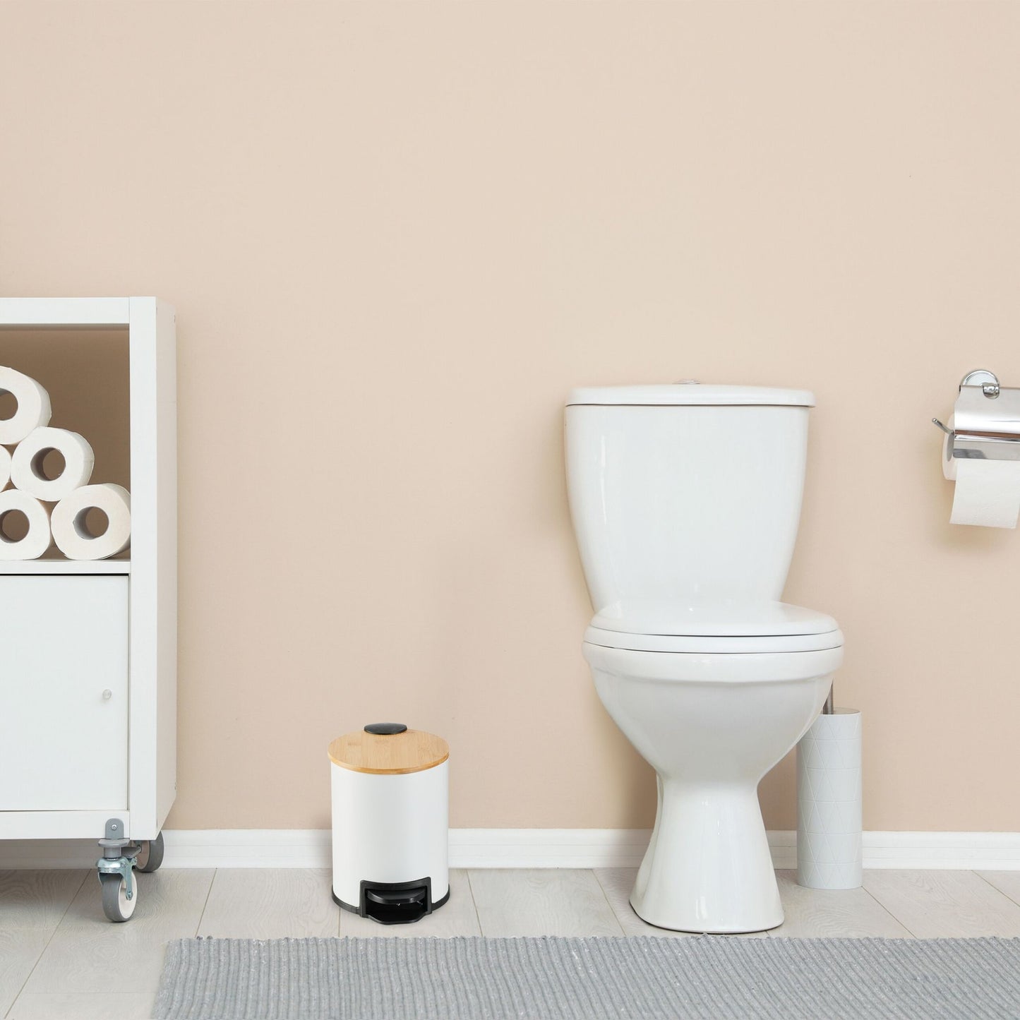 Waste container for bathroom 3 liters with bamboo lid