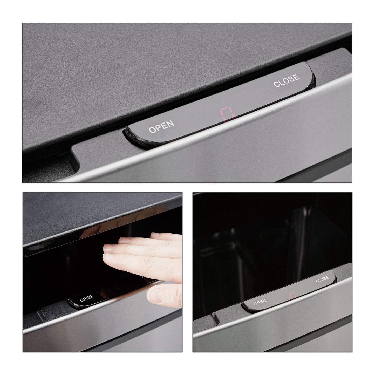 Waste sorting system 3-fold with sensor