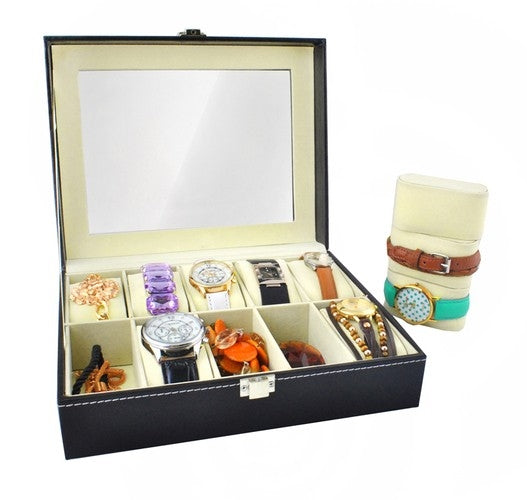 Watch organizer with 10 compartments