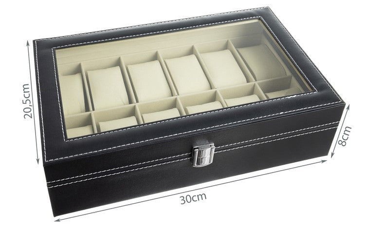 Watch organizer with 12 compartments
