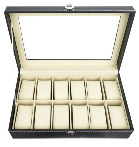 Watch organizer with 12 compartments