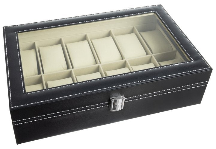Watch organizer with 12 compartments