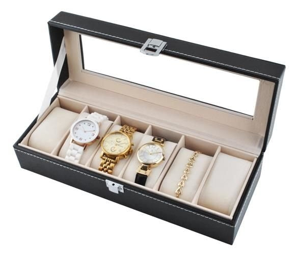 Watch organizer with 6 compartments