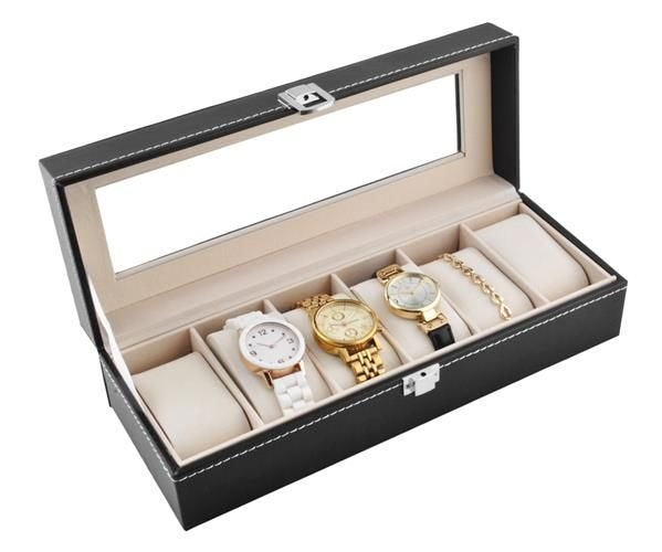 Watch organizer with 6 compartments