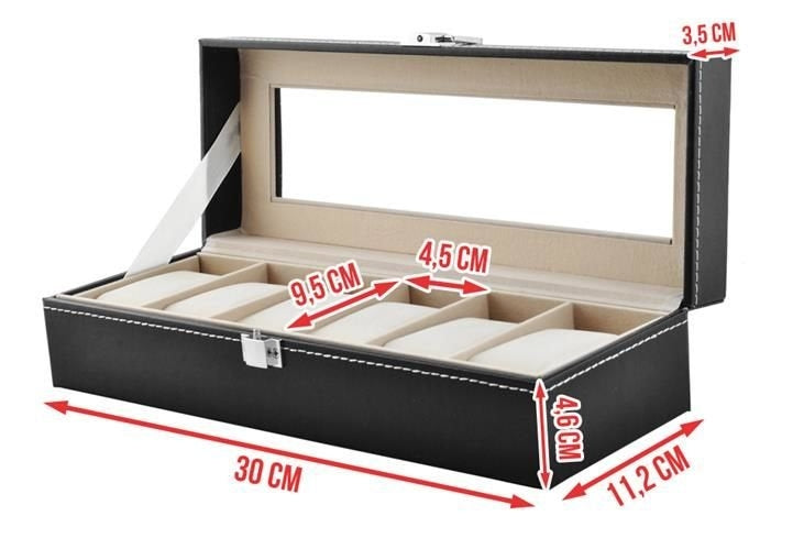Watch organizer with 6 compartments