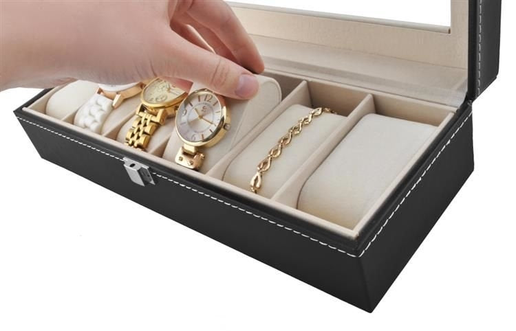 Watch organizer with 6 compartments