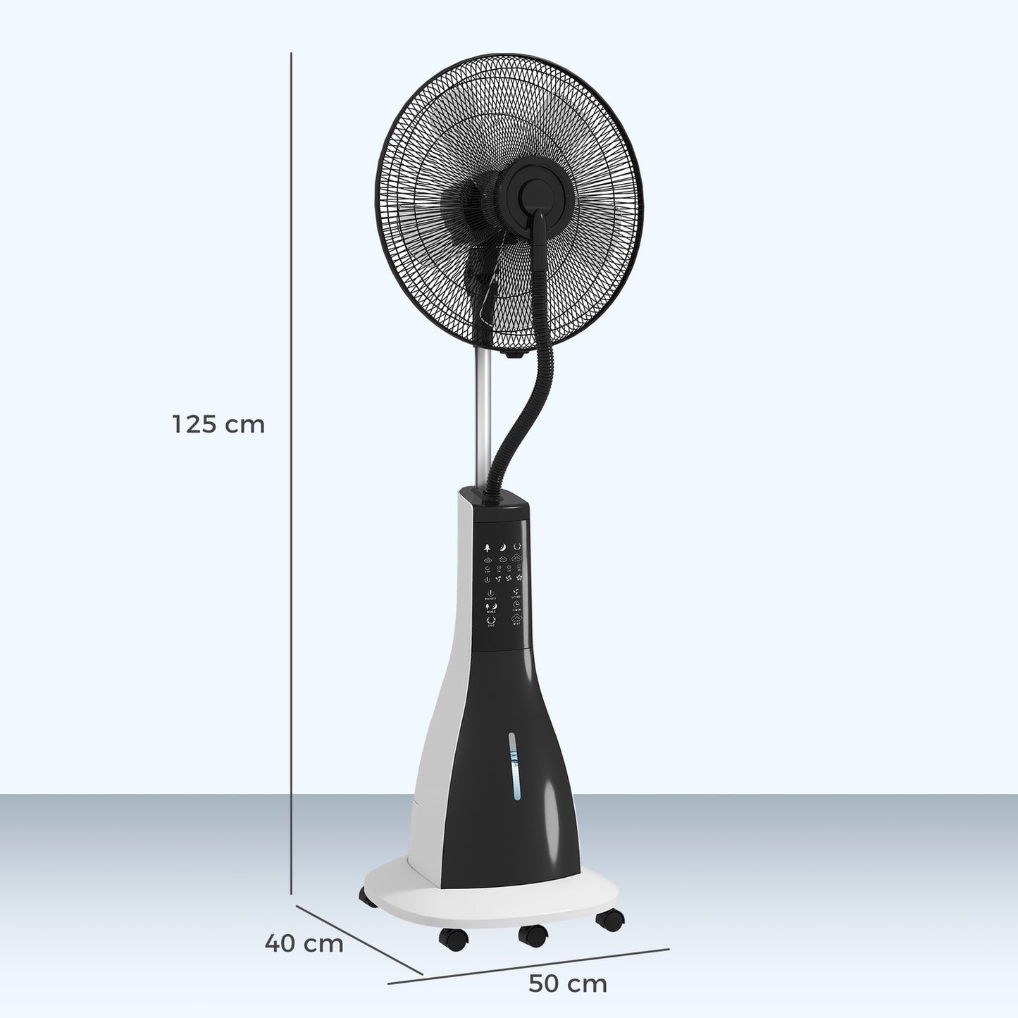 Water cooling fan with fog, remote control & 3L tank, 90W, 125cm