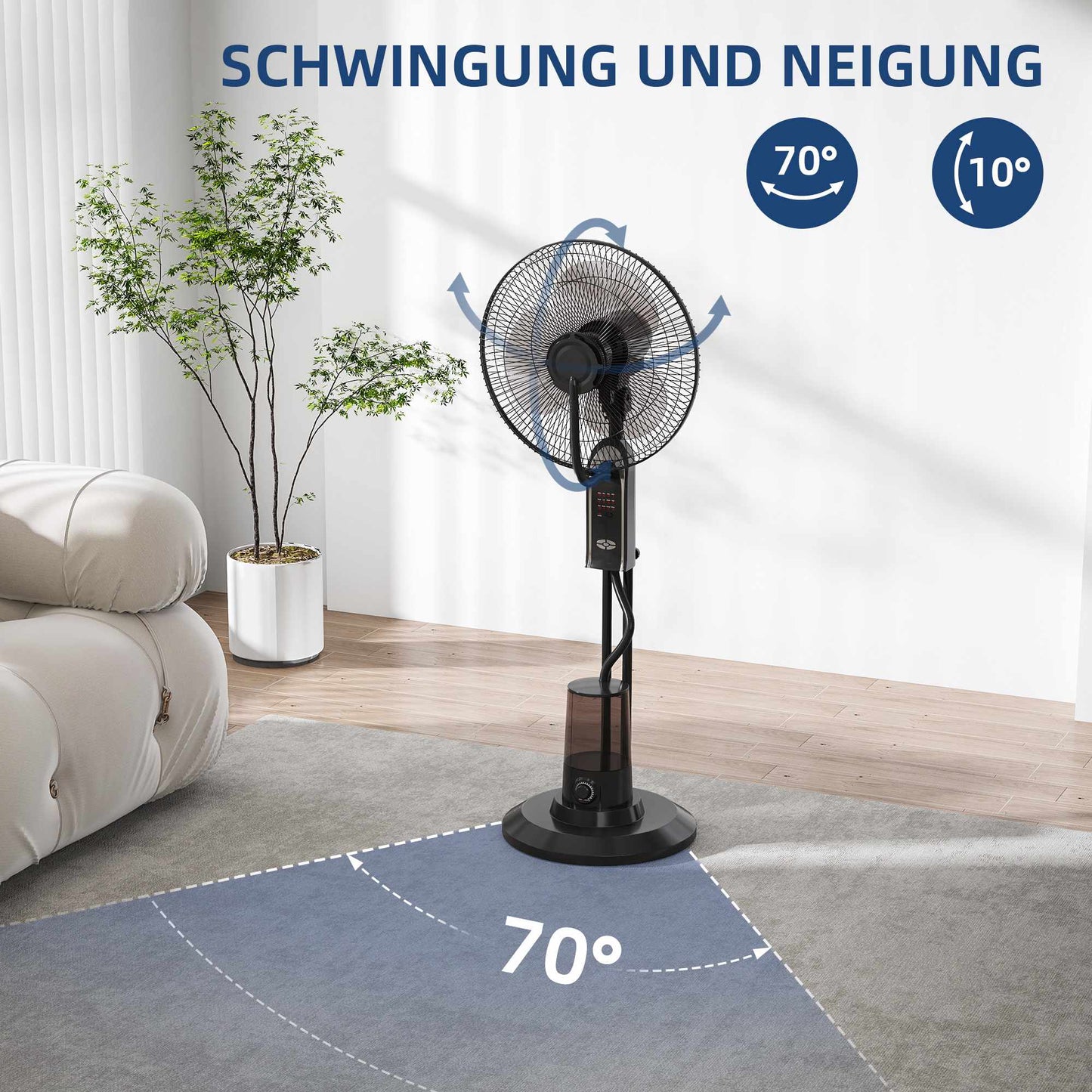 Water-Cooling Fan with Humidifier, 3 Speeds, Black, 75W