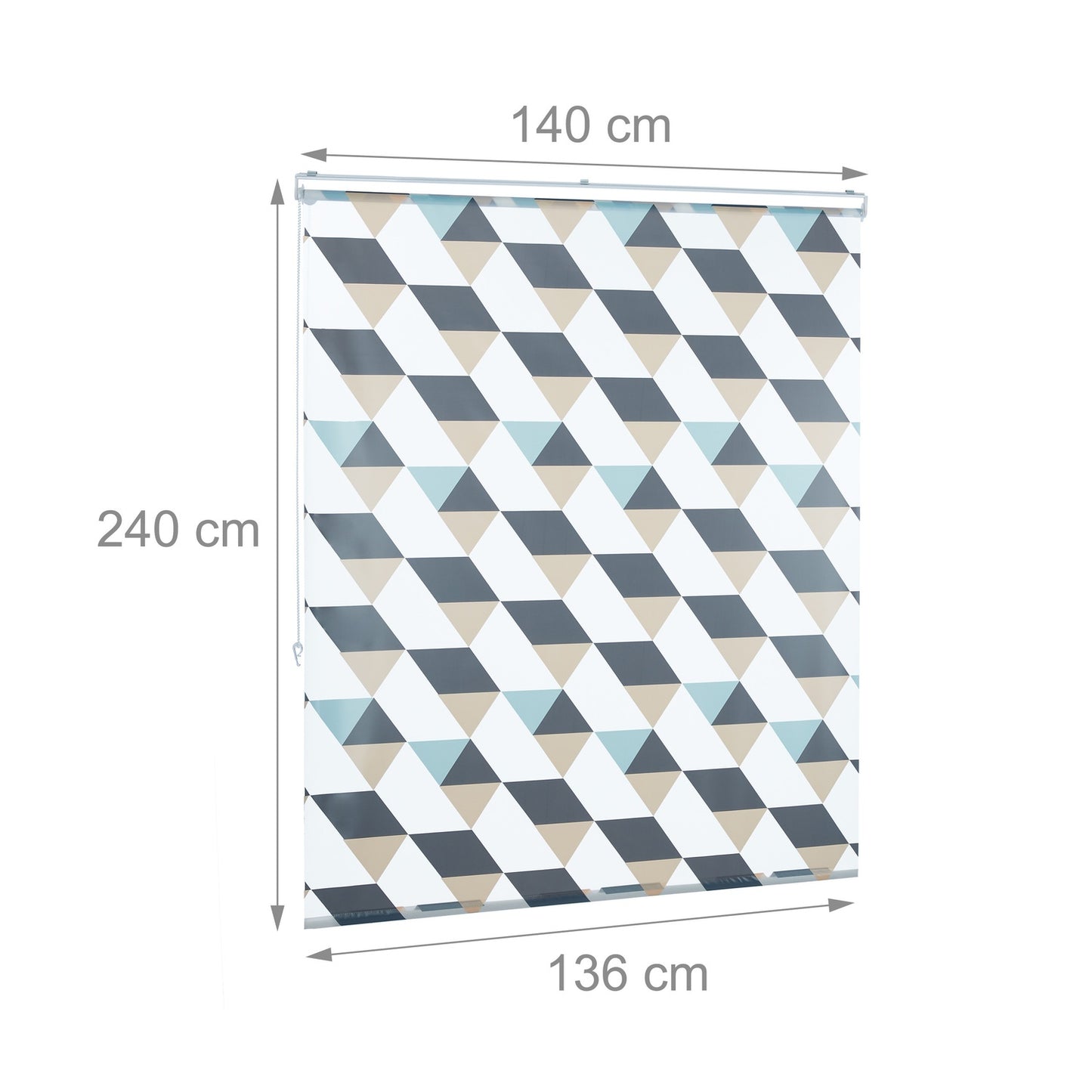 Water-Repellent Bath Roller Blind, Geometric Design